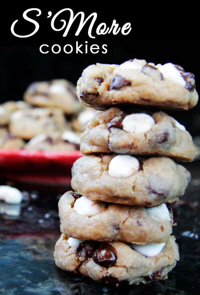 stack of five chocolate chip marshmallow cookies