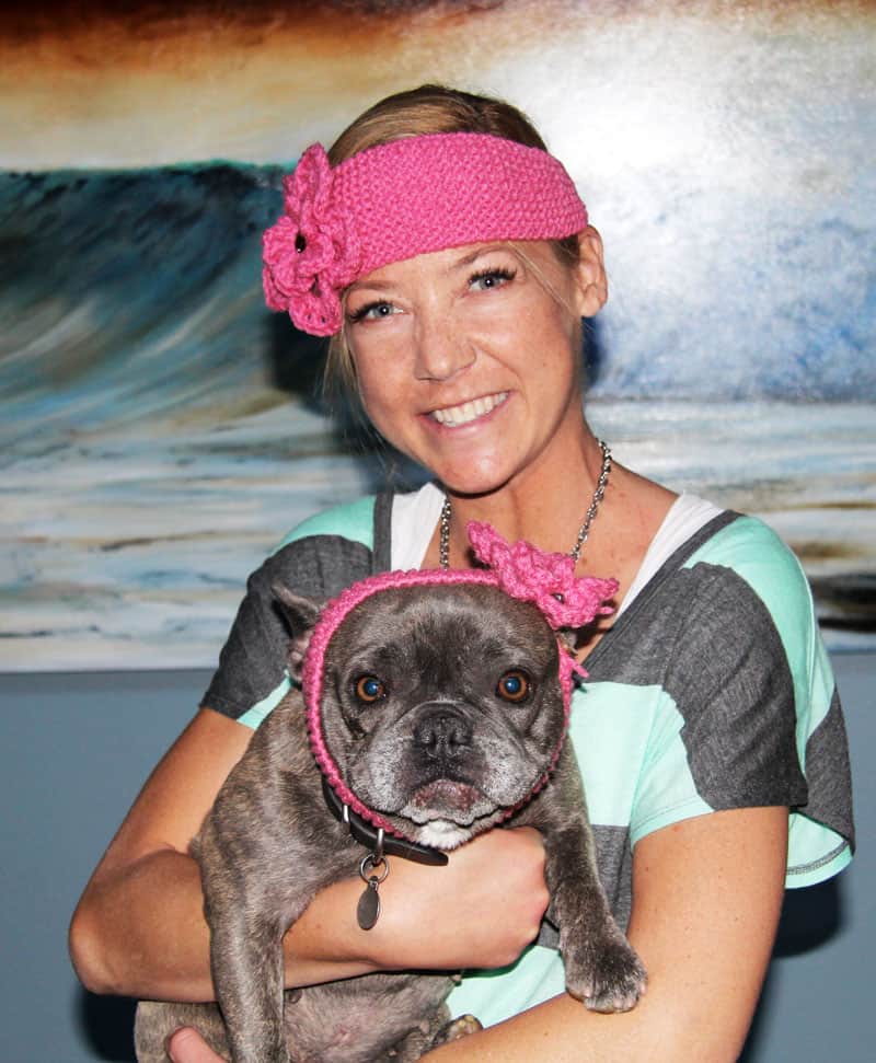 Sporting matching headbands made by a friend at work - not sure if Kiwi likes it.