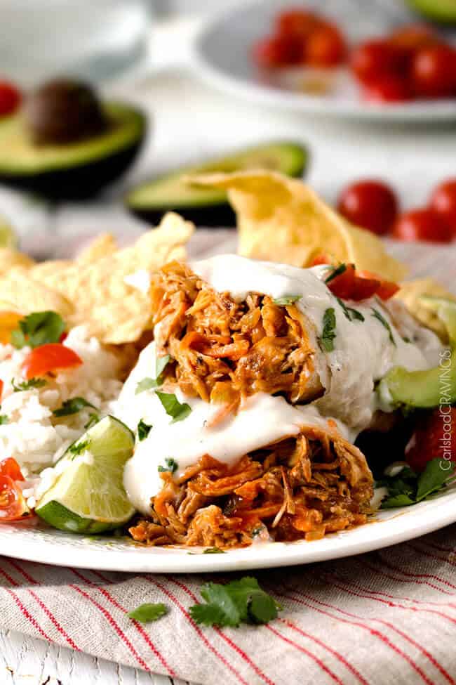 Smothered Buffalo Chicken Baked Burritos.