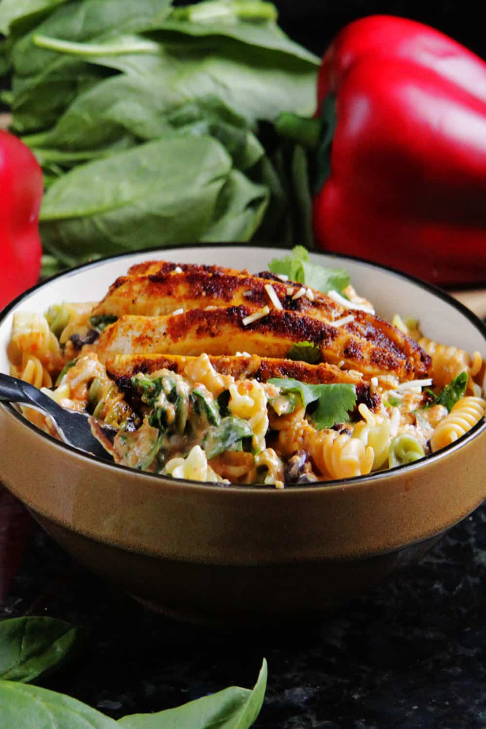 quick and easy Roasted Red Pepper Pasta in a bowl