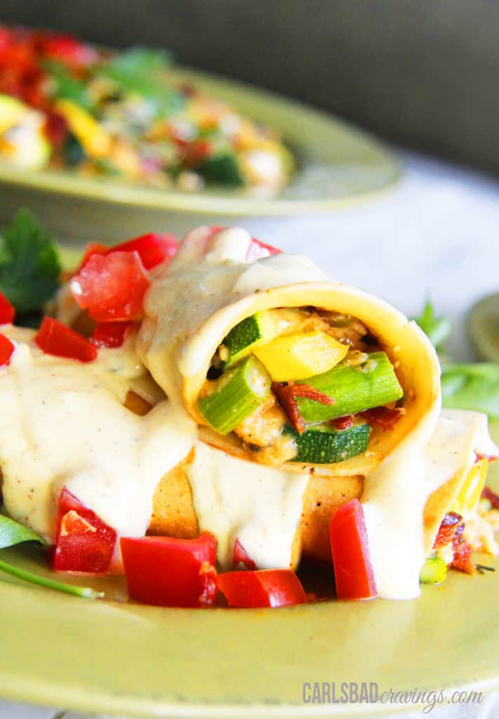 up close of how to fold savory crepes with vegetables