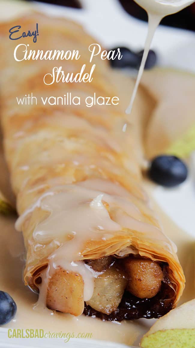 up close of apple strudel made with phyllo dough