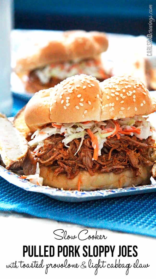Photo of a Crock Pot Sloppy Joe on a plate with a sesame bun.