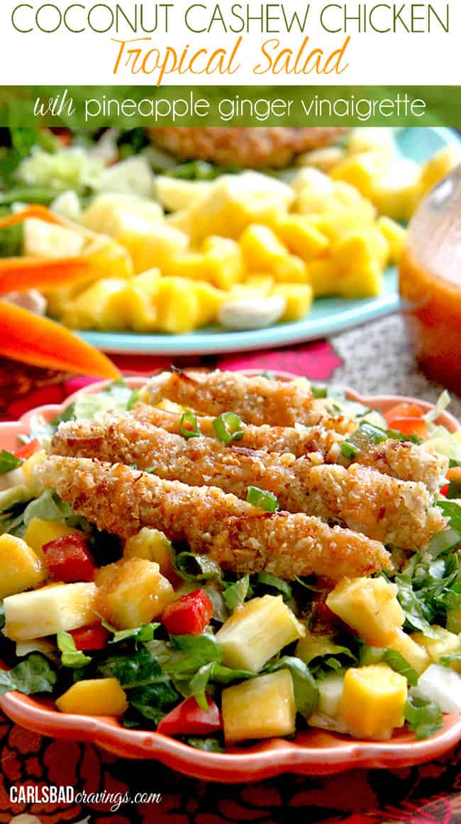 cashew chicken salad on an orange plate