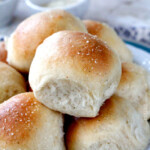 Dinner Roll Recipe on a white serving plate.