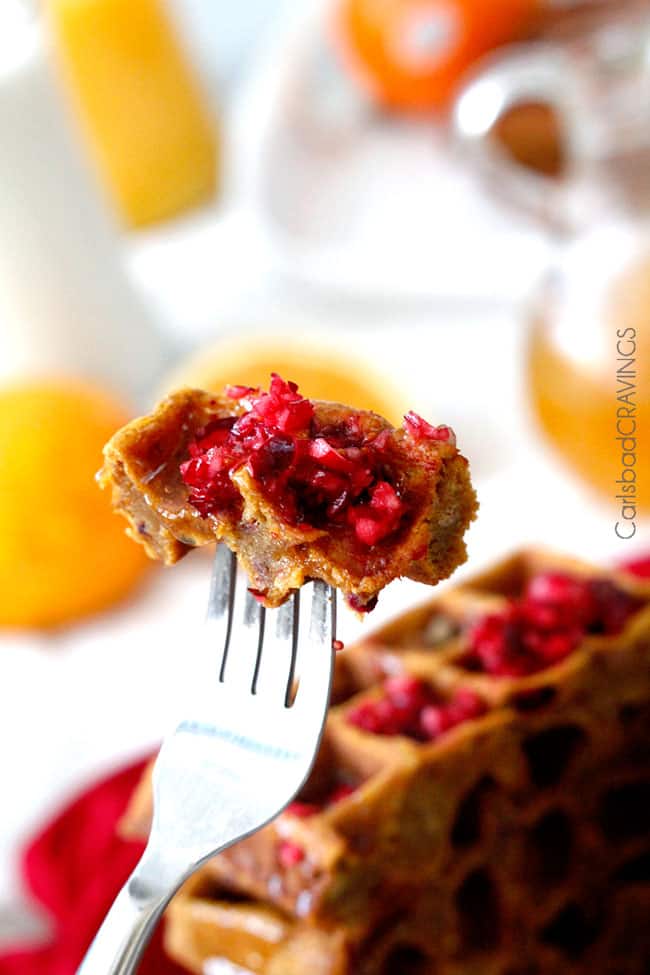 a forkful of Gingerbread Waffles