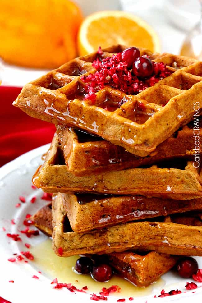 side view of best Gingerbread Waffles recipe