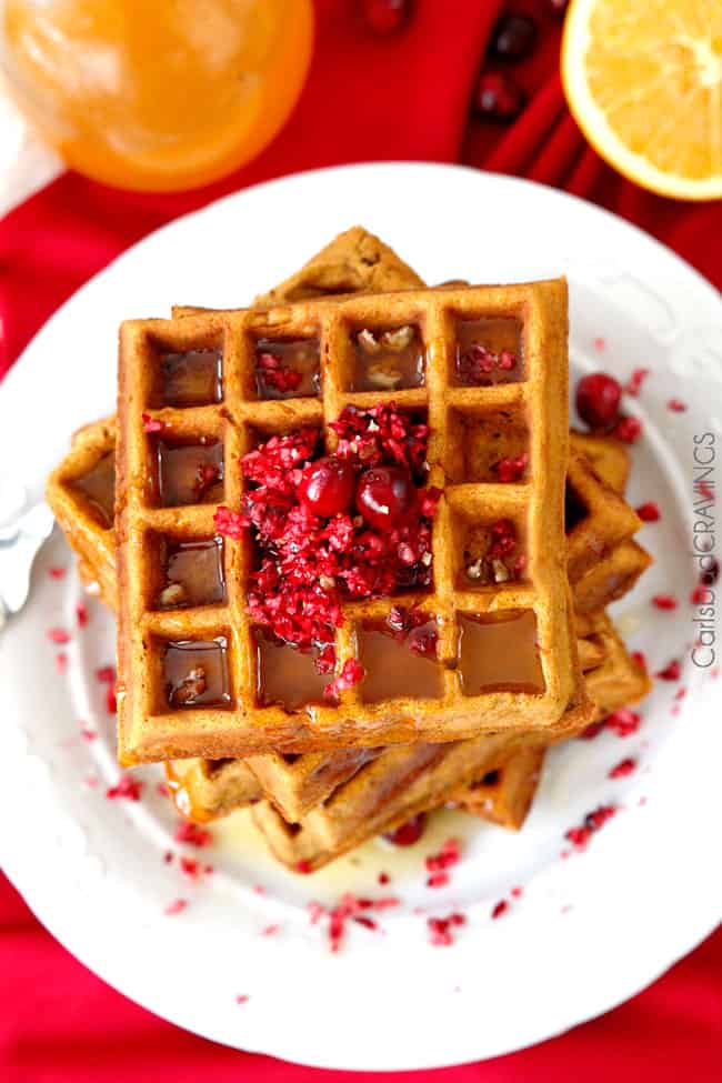 top view healthy Gingerbread Waffles recipe