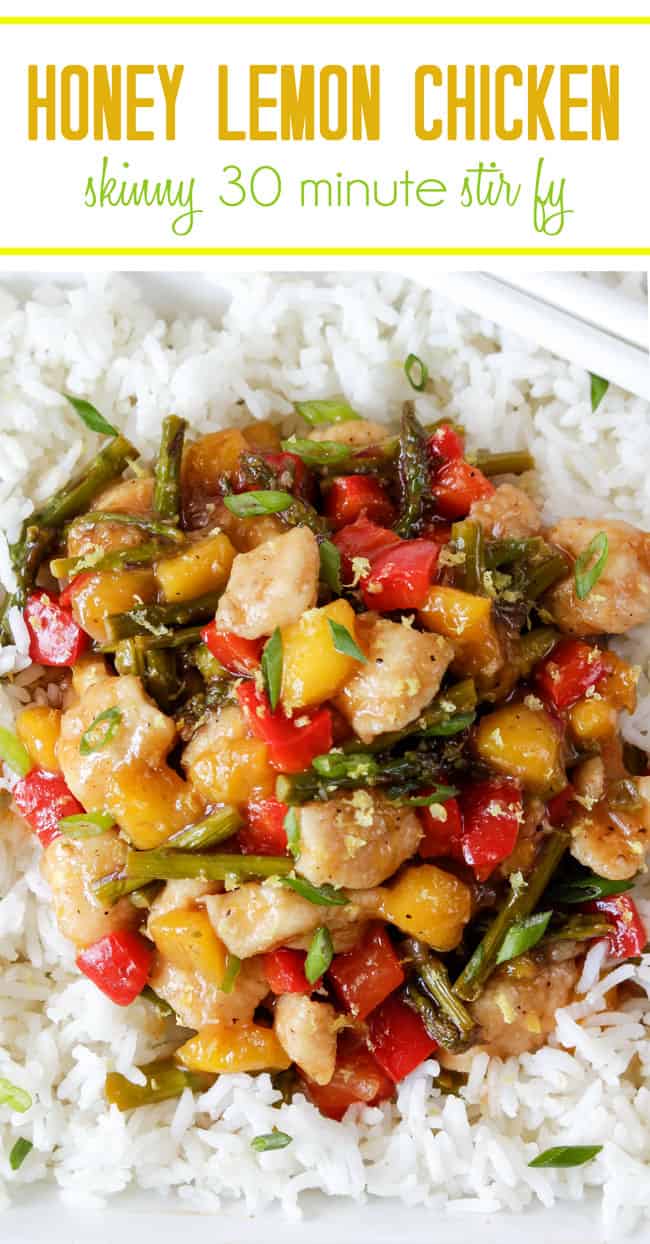Honey Lemon Chicken Stir Fry over white rice.
