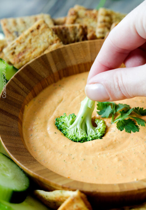 MEGA creamy 5 Minute Whipped Roasted Red Pepper Feta Dip or Spread