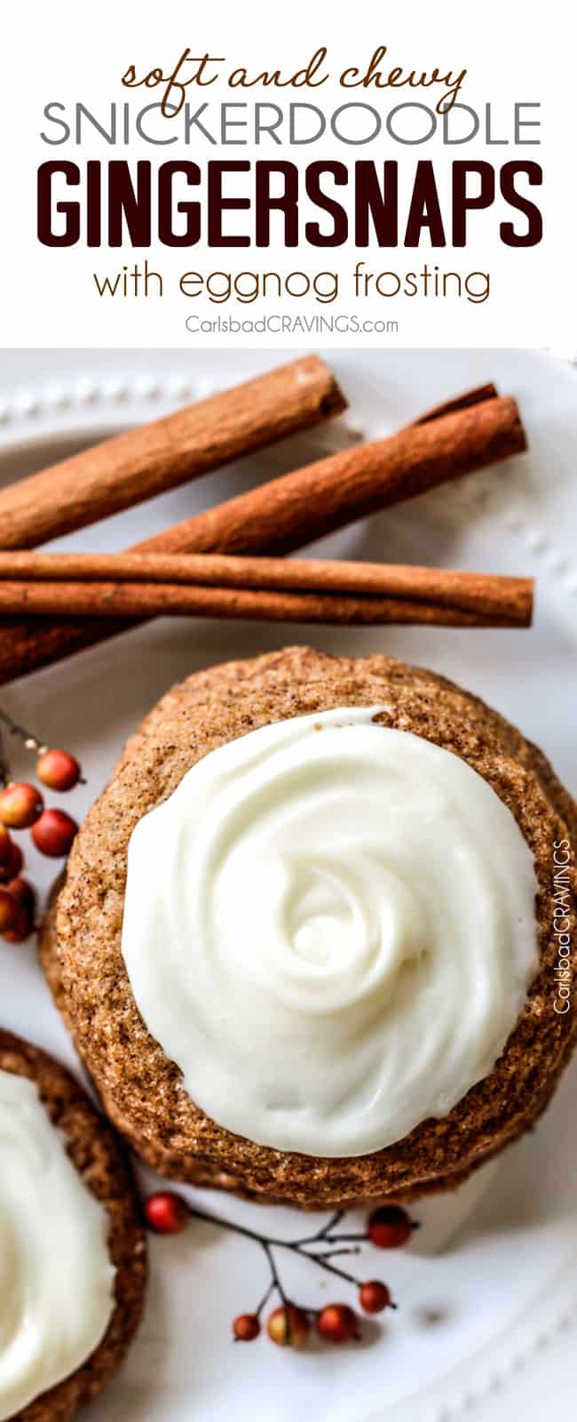 overhead view of a frosted soft gingersnap cookie