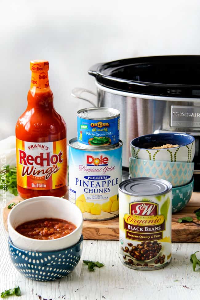 Showing how to make Slow Cooker with ingredients to add to the slow cooker.