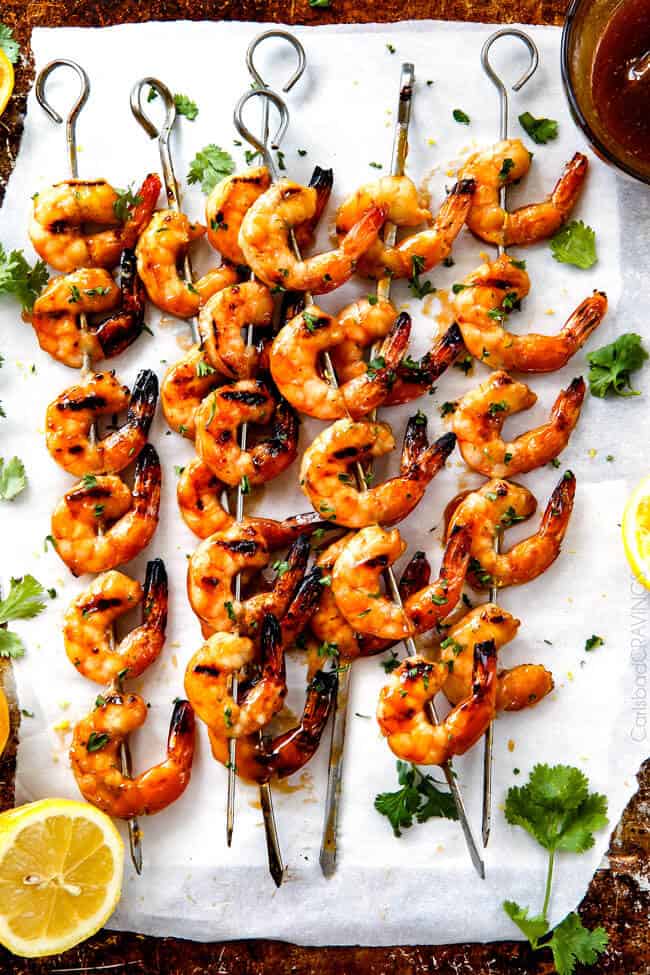 Asian Honey Lemon Shrimp - this is the easiest, most delicious sweet and tangy shrimp and you can make it on the grill or stovetop! and the Honey Lemon Chili Butter Sauce is out of this world!