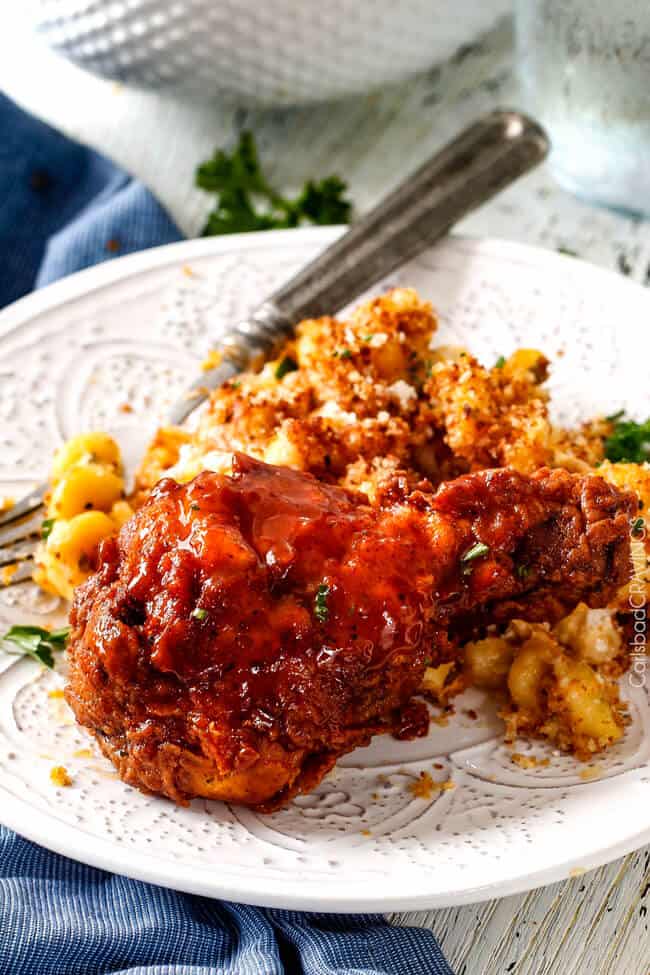 My family and friends go crazy over this Nashville Hot Chicken- and its easier than you think! Juicy, crispy, flavorful fried chicken and you can make it as spicy or not spicy just depending on how much Nashville Hot Sauce You use.