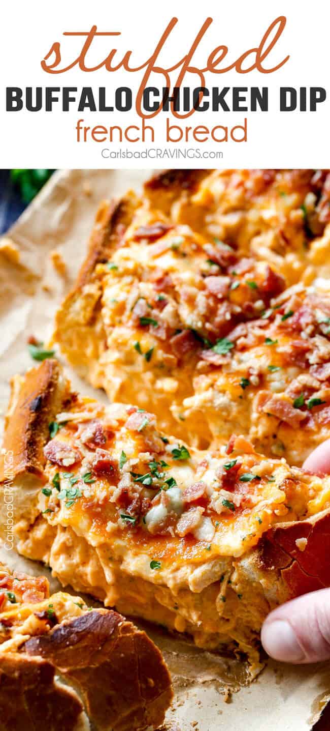 Buffalo Chicken Dip (Stuffed French Bread)