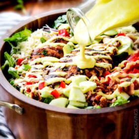 Chipotle Chicken Salad with Honey Mango Dressing – I actually CRAVE this salad its so good! The chipotle chicken is super juicy and flavorful with just the right amount of kick and the mango dressing is so sweet, tangy and refreshing and I love the addition of Monterrey Jack Cheese and sunflower seeds! My friends always ask me to make this for them!