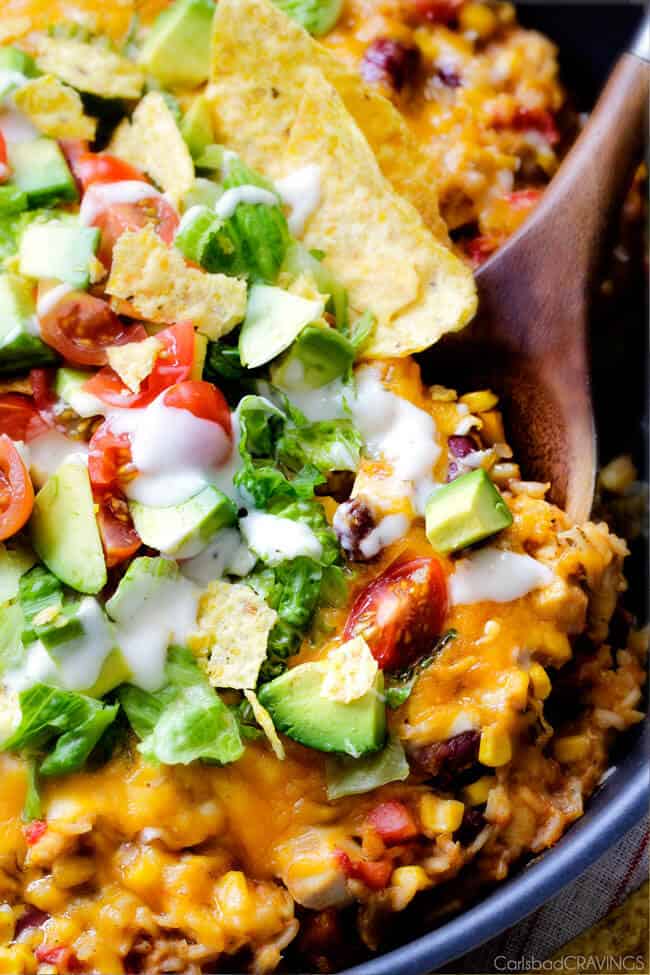 Close up of Mexican Chicken and Rice.