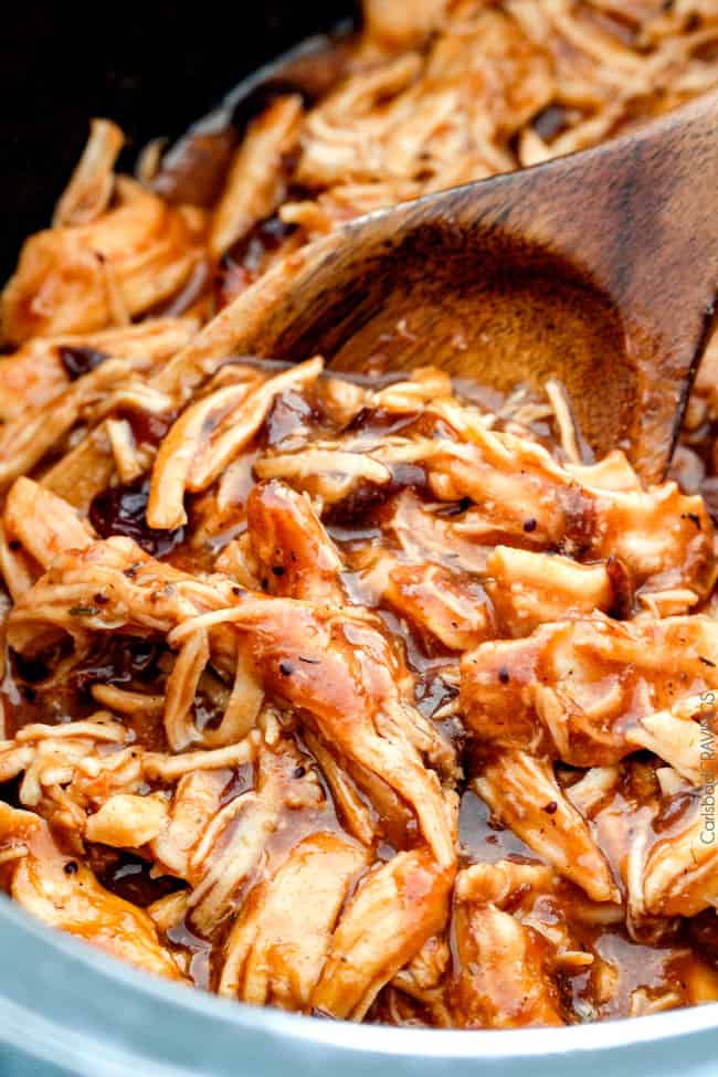 20 Minute Chipotle BBQ Cranberry Turkey Sliders (or chicken!) are a wonderfully delicious way to devour your Thanksgiving turkey leftovers or SO good you will want to make them forever and ever with chicken! And don’t skip the crunchy, sweet and tangy out of this world Apple Poppy Seed Slaw! up close of saucy barbecue turkey for turkey sliders