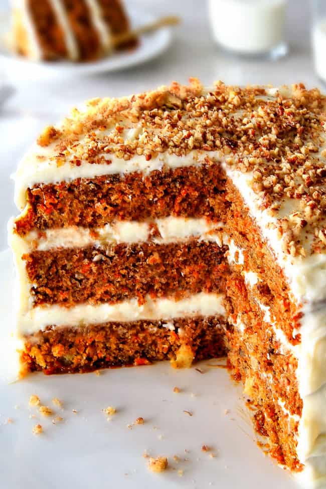 This is the BEST Carrot Cake Recipe, I will never make another recipe again! ! Super moist without being oily, spiced perfectly, and the Pineapple Cream Cheese Frosting is incredible! Brought this to a party and everyone was BEGGING me for the recipe!