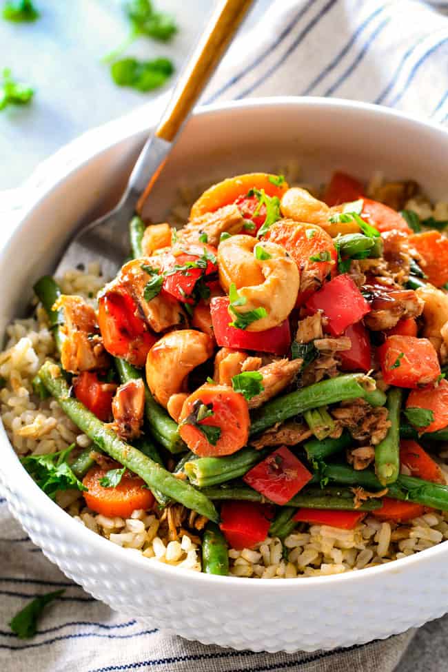 Side view of Tuna Veggie Bowls