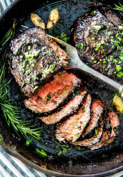 Easy Pan Seared Steak with a deeply caramelized seared crust and the most amazing Balsamic Herb Cream Sauce! This recipe includes step by step instructions, tips and tricks to achieve melt in your mouth, restaurant quality top sirloin steak even if you have never made steak before! Perfect for Valentine's Day!