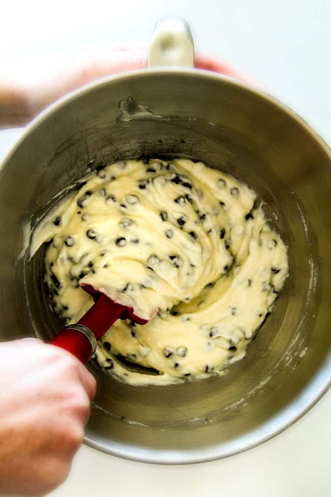Showing how to make the filling for Puff Pastry Cannoli Cones.