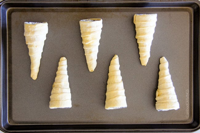 Baking Puff Pastry Cannoli Cones in the oven.