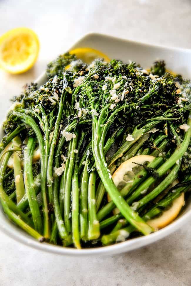 Roasted Parmesan Lemon Garlic Broccoli (or Broccolini) is bursting with flavor, caramelized edges and the easiest side dish to every meal!