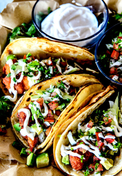 these Crispy fried Baja Fish Tacos are BETTER than any restaurant!!! I can't even believe how good these are and super easy with a one step batter. And don't skip the white sauce - its heavenly!