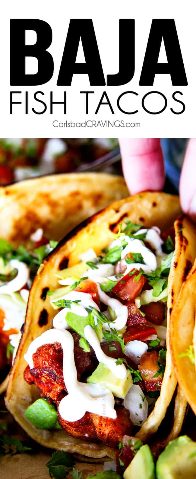 these Crispy fried Baja Fish Tacos are BETTER than any restaurant!!! I can't even believe how good these are and super easy with a one step batter. And don't skip the white sauce - its heavenly!