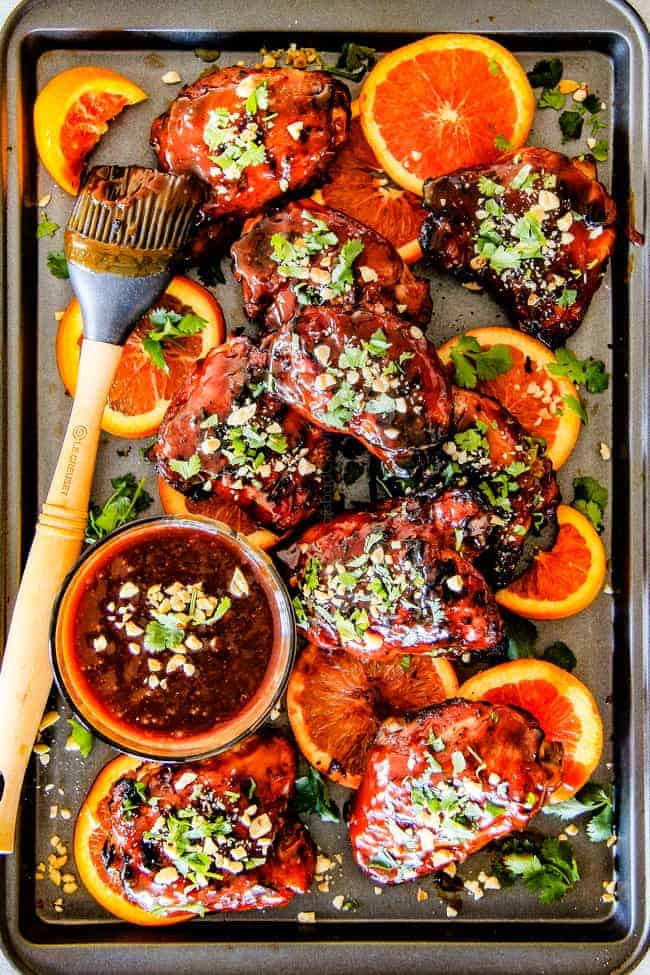 this Thai Orange Peanut Chicken (Grilled or Baked) is phenomenal! Its one of my favorite sweet, tangy savory chicken recipes ever! the chicken is soooooo juicy and the sauce is out of this world!