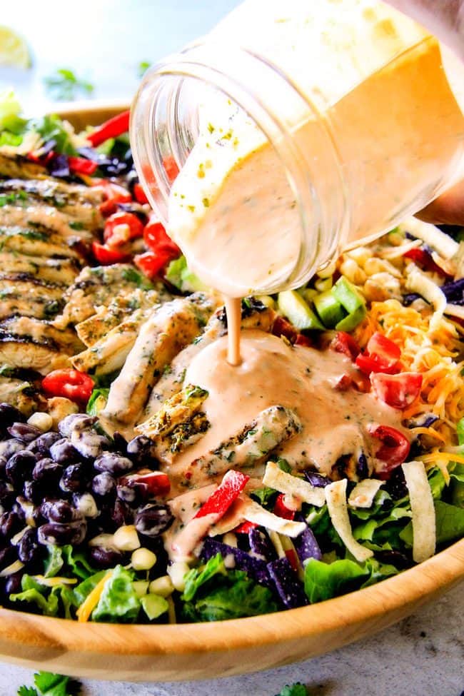 I couldn't stop eating this Cilantro Lime Chicken Taco Salad! Its bursting with tender, juicy chicken and the sweet & tangy Creamy Baja Catalina Dressing is out of this world delicious! This combo is pure heaven!