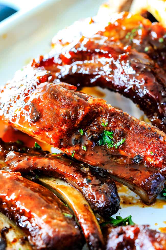 Close up of Slow Cooker Honey Buffalo Ribs