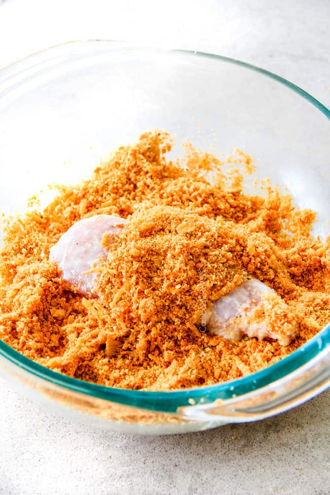 Making crust for Baked Cheddar Ranch Chicken Tenders.