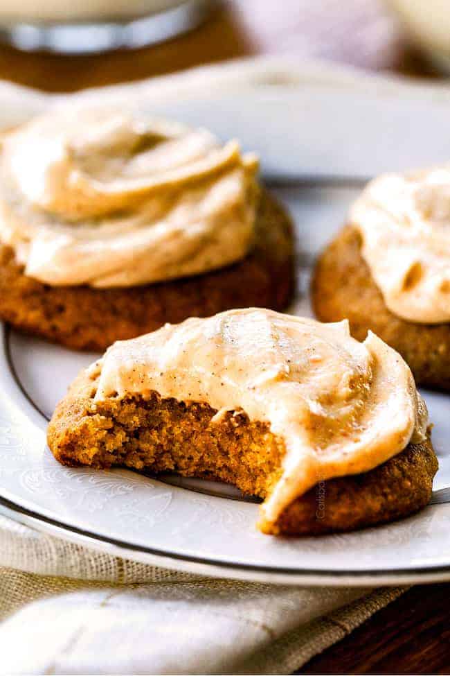 These are the BEST Pumpkin Cookies I've ever had! They are super soft, tons of flavor and the Cinnamon Cream Cheese Frosting is so addicting I was licking the bowl! I brought these to a Halloween Party and they were the first dessert gone!