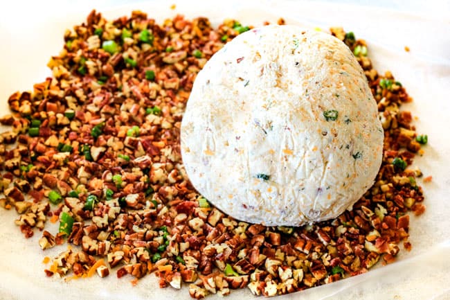 Rolling crumb crust on the Bacon Ranch Cheese Ball.