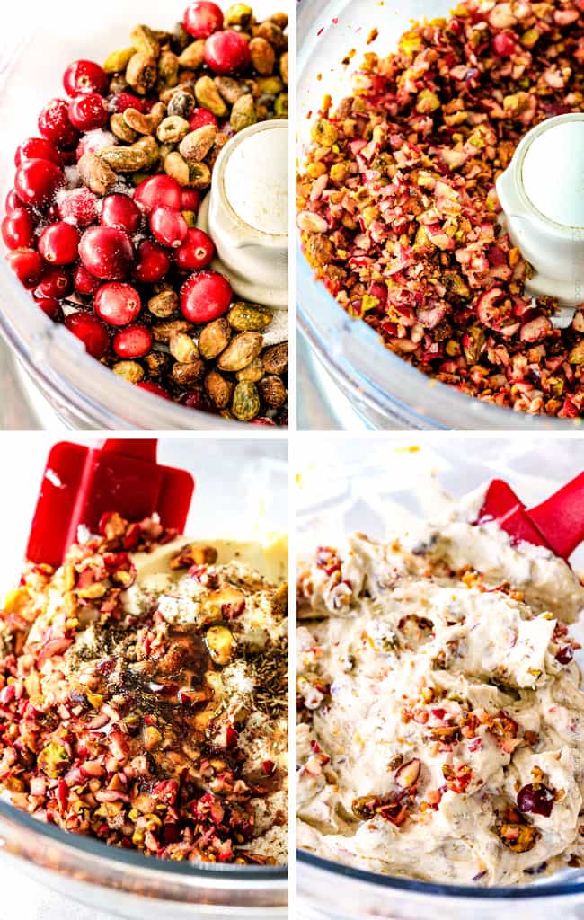 10 Minute prep creamy, sweet and tangy Cranberry Pistachio Cheese Log is the EASIEST yet most impressive appetizer you will ever make! And it can be made DAYS in advance so it’s the perfect appetizer for Thanksgiving, Christmas or any holiday party!