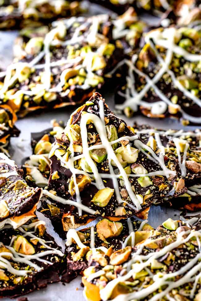 Ridiculously EASY Pistachio Chocolate Pretzel Bark is the best pretzel bark recipe I have ever made - perfect for holiday gifts! It's easy, stress free, make ahead and everyone looooooves it!
