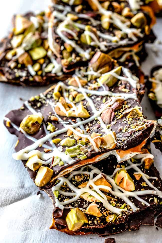 Ridiculously EASY Pistachio Chocolate Pretzel Bark is the best pretzel bark recipe I have ever made - perfect for holiday gifts! It's easy, stress free, make ahead and everyone looooooves it!