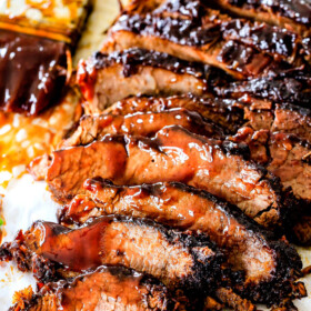 Wonderfully juicy, flavor exploding, melt-in-your-mouth Slow Cooker Beef Brisket is my favorite meat dish EVER and "better than any restaurant” according to my food critic husband! It's the ultimate easy company dinner because it can be made days in advance then reheated in the slow cooker for stress free entertaining!
