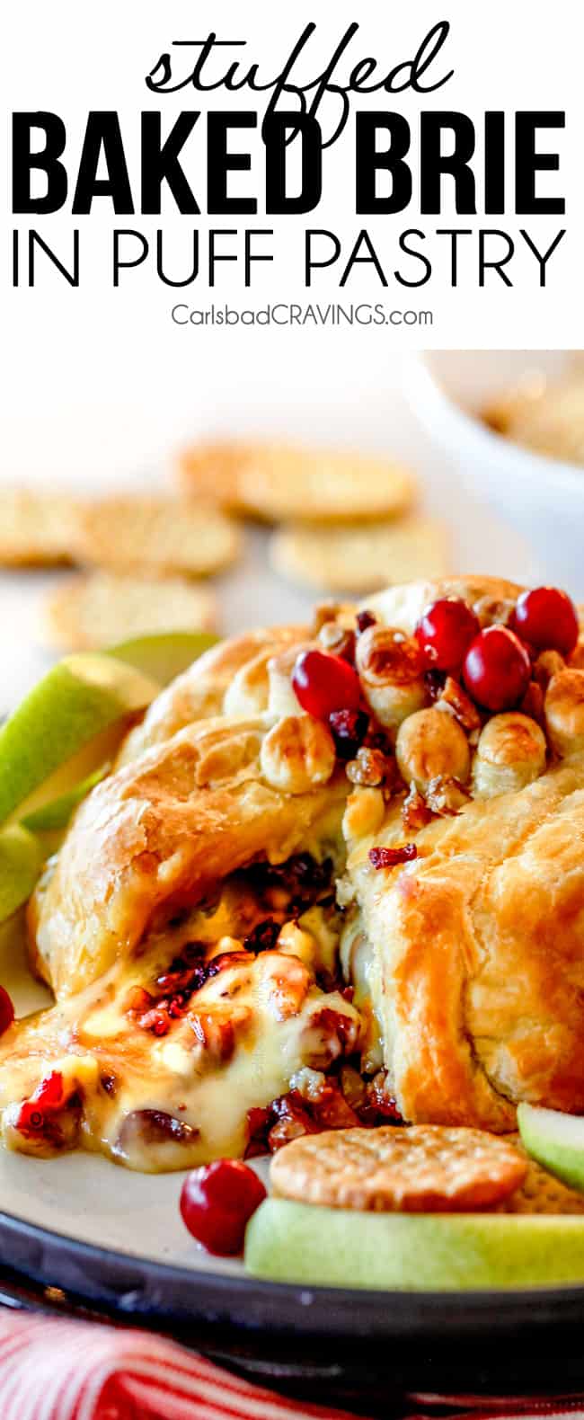 Rich and creamy Baked Brie in Puff Pastry is always a total luxuriously tasting crowd pleaser with minimal effort! (step by step pictures included) It can be prepped in advance then baked when you're ready for company!