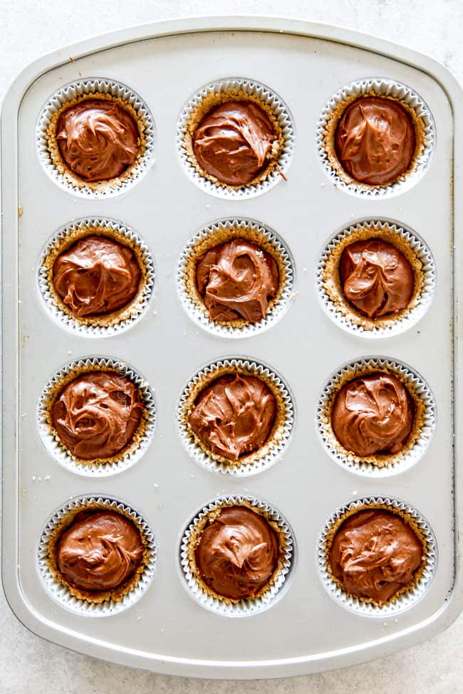 chocolate lava batter in muffin