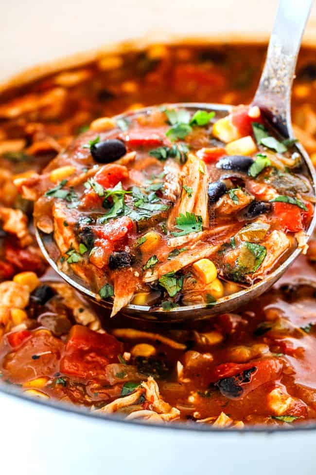 Easy 30-Minute Homemade Chicken Tortilla Soup that tastes better than any restaurant! It's accidentally healthy, easy to double/triple for a crowd, freezer friendly and tastes like it's been simmering for hours but on your table in 30 Minutes! How to freeze Chicken tortilla soup by letting to cool to before freezing