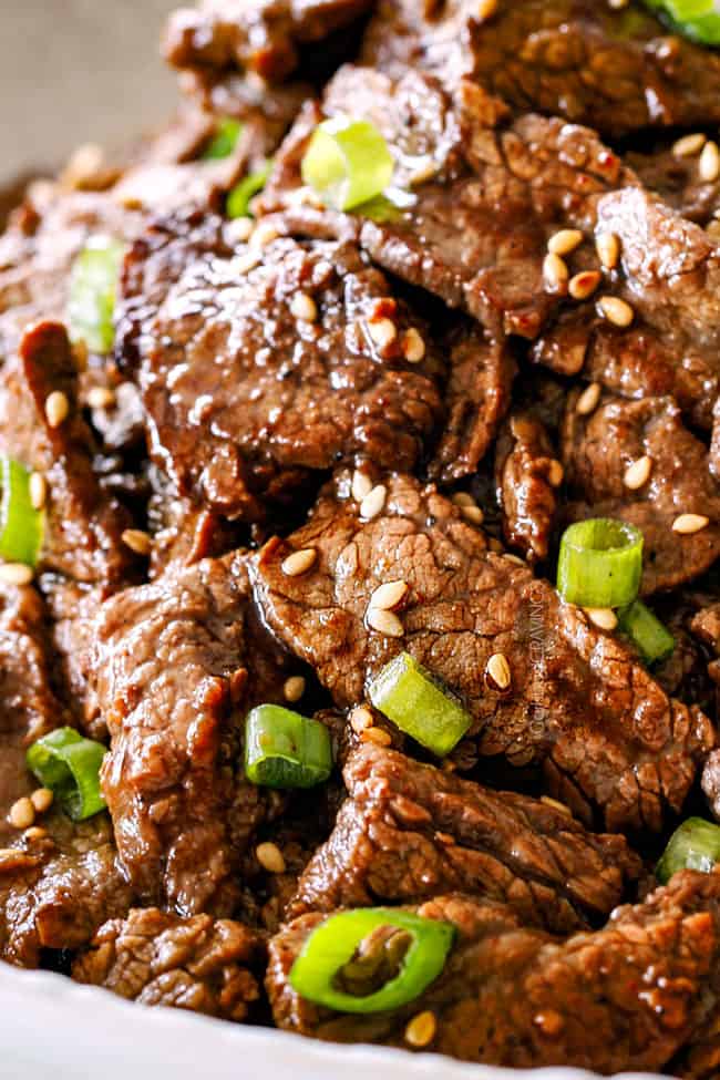 up close of Beef Bulgogi for Korean Beef Tacos