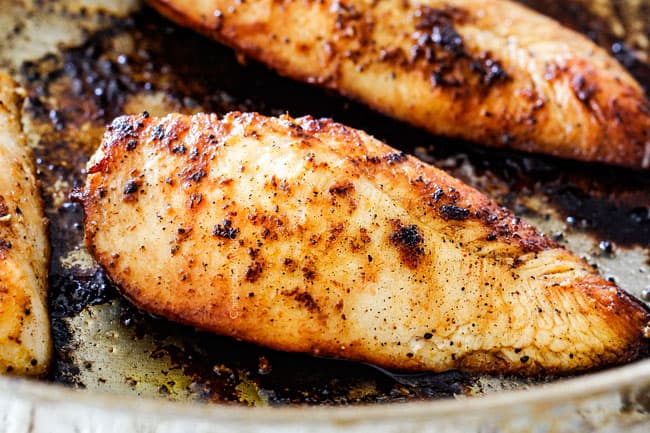 showing how to make Sun-Dried Tomato Pasta by cooking chicken in a skillet