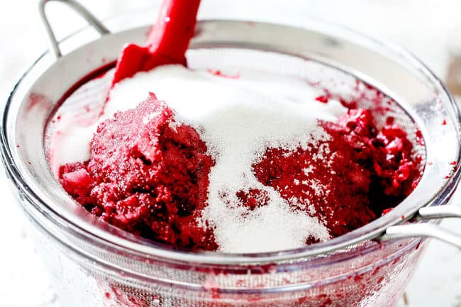 showing how to make ambrosia salad by adding sugar to fruit