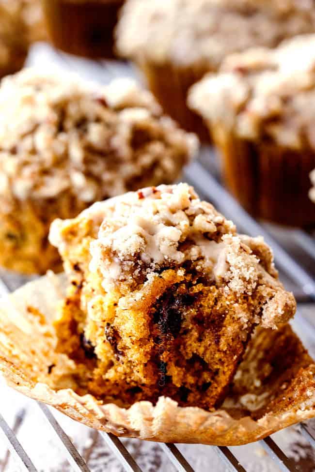 easy pumpkin muffin with bites taken out of it