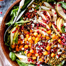 top view of fall salads with apples