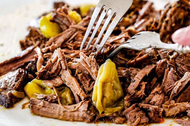 showing how to make Mississippi Pot Roast by shedding roast