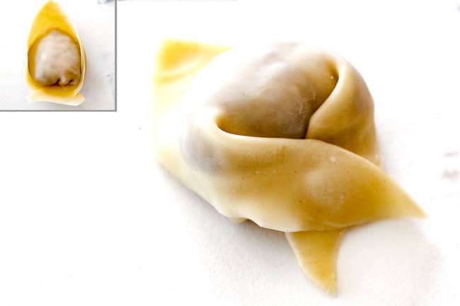 showing how to wrap wontons for wonton soup